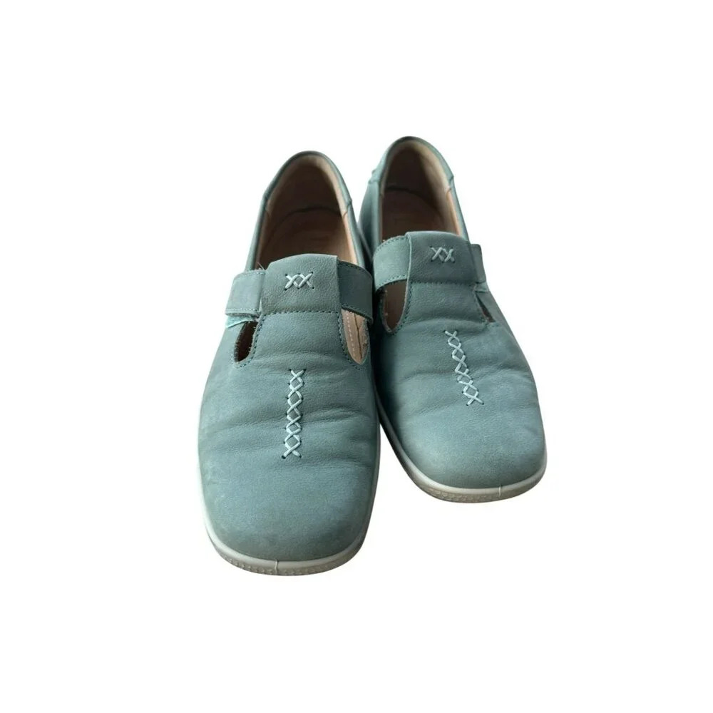 Hotter Comfort Concept Leather Shoes Sunset 8 Teal Green Cushioned Casual Loafer - Picture 3 of 13